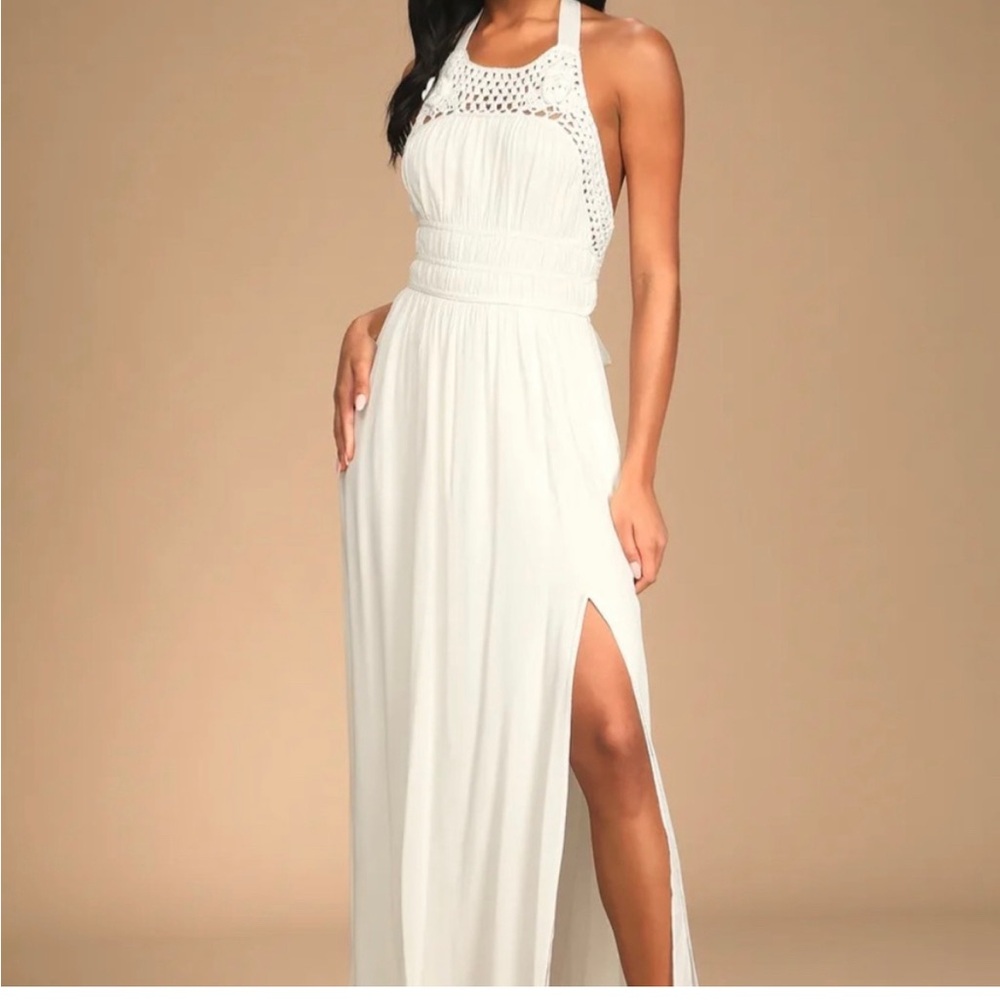 White crocheted top summer dress